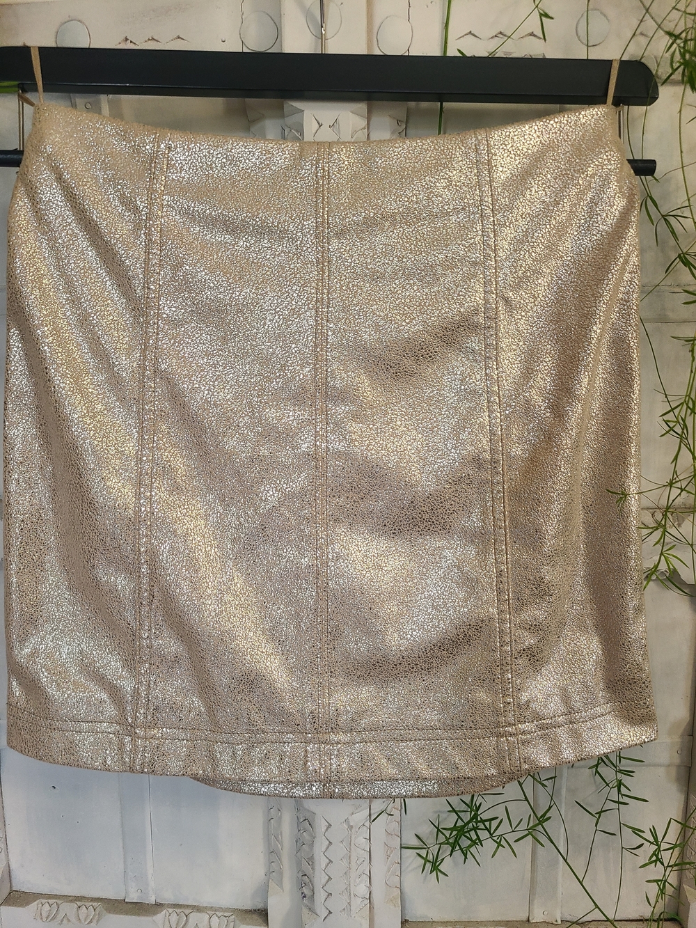 Free People Metallic Rose Gold Mini Skirt 16" Length